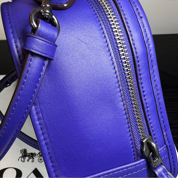 LUNCH BOX CROSSBODY PURSE BAG  IN RETRO SMOOTH PURPLE VIOLET CALF LEATHER - Picture 9 of 9